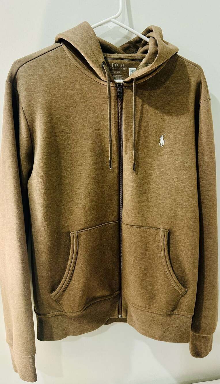 Polo Ralph Lauren Double-Knit Full-Zip Hoodie Size M Brown